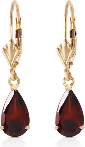 Galaxy Gold GG 2.5 Carat 14k Solid Yellow Gold Leverback Earrings with Natural GARNET in Saudi Arabia