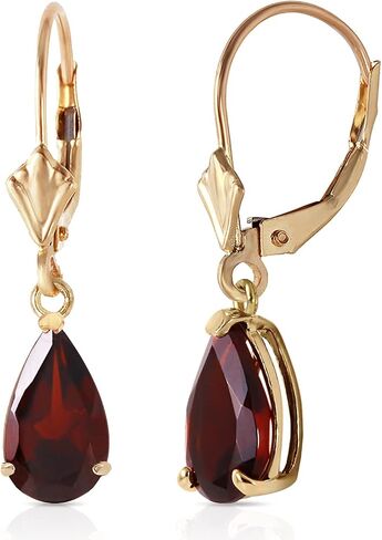Galaxy Gold GG 2.5 Carat 14k Solid Yellow Gold Leverback Earrings with Natural GARNET in Saudi Arabia