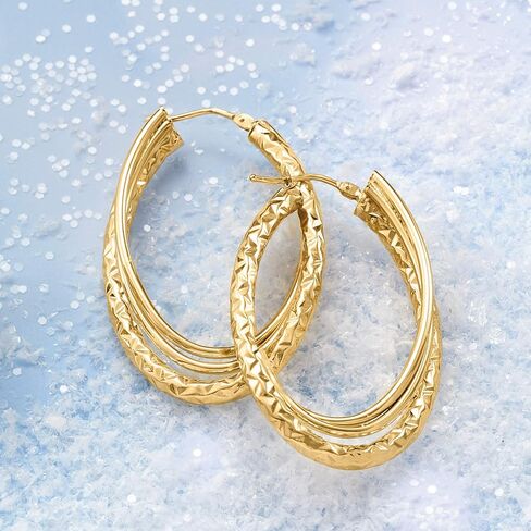 Ross-Simons Italian 14kt Yellow Gold Triple Hoop Earrings in Saudi Arabia