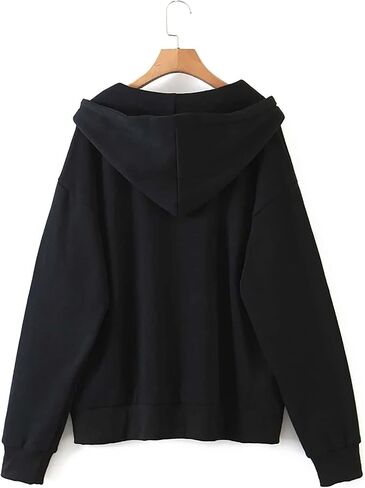 Meladyan Women Oversized Solid Zip Up Hoodie Drawstring Hooded Long Sleeve Fleece Vintage Sweatshirts Jackets Pockets 90s in Saudi Arabia