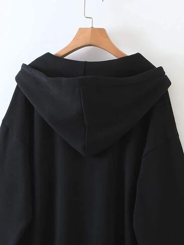 Meladyan Women Oversized Solid Zip Up Hoodie Drawstring Hooded Long Sleeve Fleece Vintage Sweatshirts Jackets Pockets 90s in Saudi Arabia