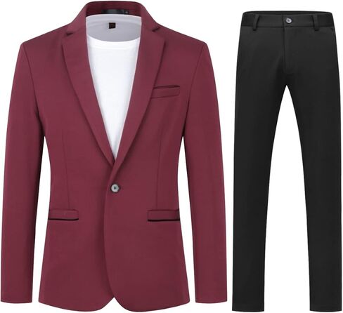 بدلة YFFUSHI للرجال بمقاس نحيف مكونة من قطعتين وزر واحد، طقم سروال رسمي لعشاء العمل in Kuwait