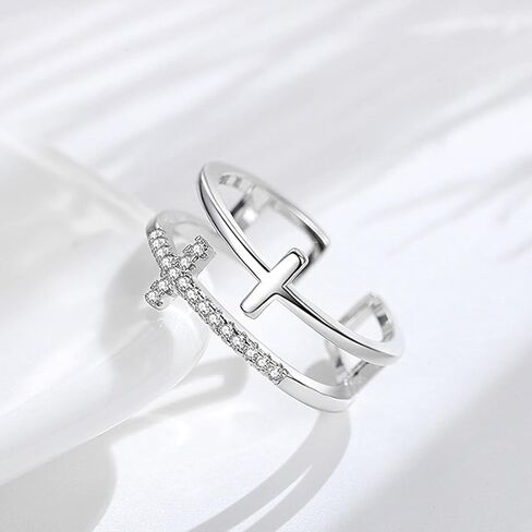 SOPIFY To My Daughter Cross Ring Pray Through It Cross Ring for Daughter Adjustable Double Cross Ring Baptism Ring Gift for Daughter in Kuwait