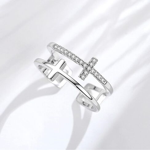 SOPIFY To My Daughter Cross Ring Pray Through It Cross Ring for Daughter Adjustable Double Cross Ring Baptism Ring Gift for Daughter in Kuwait