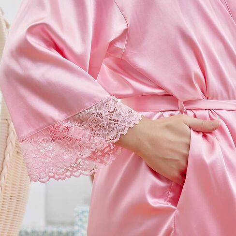 أردية DaysU ساتان للنساء، أرواب حمام حريرية قصيرة للنساء، أرواب نسائية لملابس الاسترخاء، وصيفة العروس، وحفلات الزفاف in Kuwait