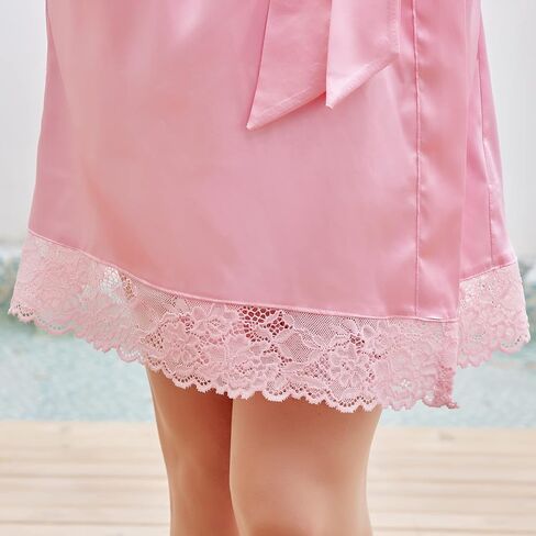 أردية DaysU ساتان للنساء، أرواب حمام حريرية قصيرة للنساء، أرواب نسائية لملابس الاسترخاء، وصيفة العروس، وحفلات الزفاف in Kuwait