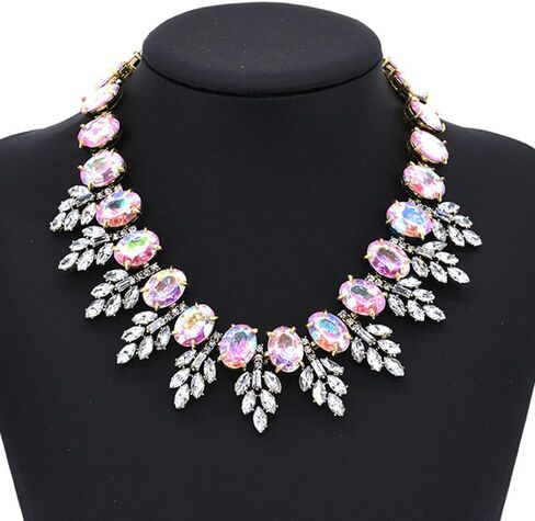 Zthread Lux Statment Necklace Leaf Crystal Choker Eveing Dress Brial Jewelry Necklace Earrings Set for Women in Kuwait