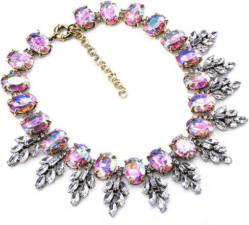 Zthread Lux Statment Necklace Leaf Crystal Choker Eveing Dress Brial Jewelry Necklace Earrings Set for Women in Kuwait