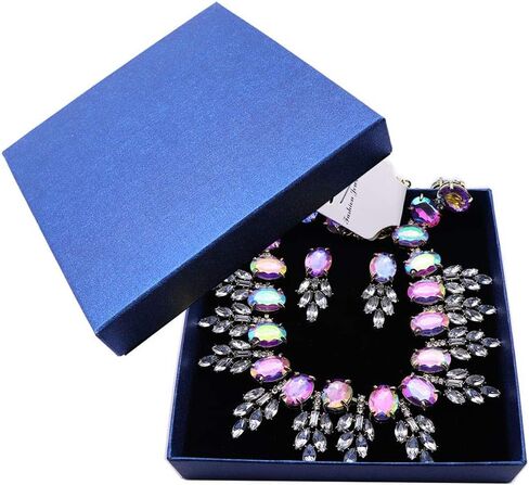 Zthread Lux Statment Necklace Leaf Crystal Choker Eveing Dress Brial Jewelry Necklace Earrings Set for Women in Kuwait