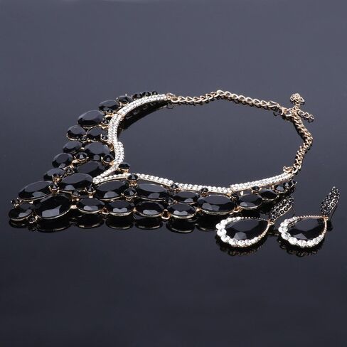 Women Bridal Rhinestone Crystal Statement Necklace Earring Wedding Dress Jewelry Sets in Kuwait