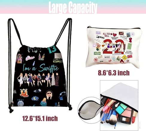 مجموعة هدايا Taylor Merch لـ Swiftie، وبضائع TS بما في ذلك القلادة، وحقيبة الرباط، والسوار، والملصقات، والأقراط، وحقيبة المكياج، وسلسلة المفاتيح. in Kuwait