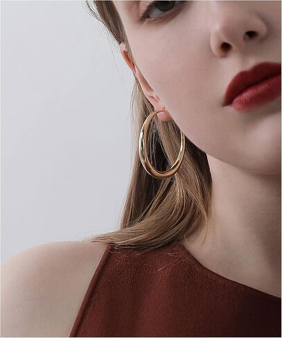 Senteria Sterling Silver Hoop Earrings Large Hoops Earrings for Women Lightweight Big Silver Hoop Earrings Hypoallergenic Sterling Silver Hoop Earrings for Women (30/40/50/60/70mm) in Kuwait