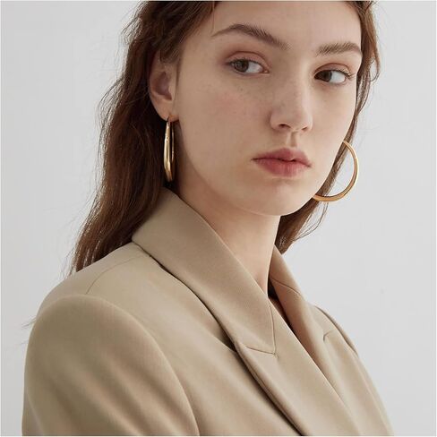 Senteria Sterling Silver Hoop Earrings Large Hoops Earrings for Women Lightweight Big Silver Hoop Earrings Hypoallergenic Sterling Silver Hoop Earrings for Women (30/40/50/60/70mm) in Kuwait