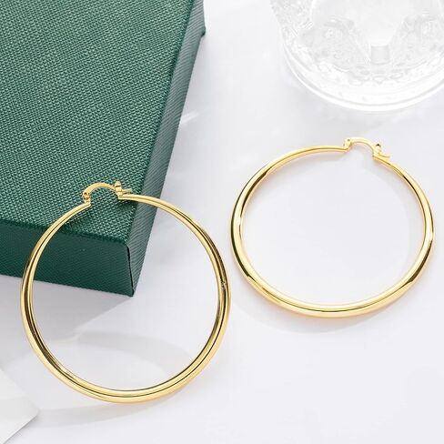 Senteria Sterling Silver Hoop Earrings Large Hoops Earrings for Women Lightweight Big Silver Hoop Earrings Hypoallergenic Sterling Silver Hoop Earrings for Women (30/40/50/60/70mm) in Kuwait