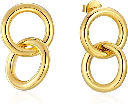 Interlocked Double Hoop Huggie Earring | Interlocking Open Circle Earrings in Kuwait