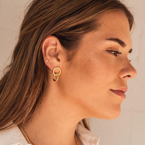 Interlocked Double Hoop Huggie Earring | Interlocking Open Circle Earrings in Kuwait