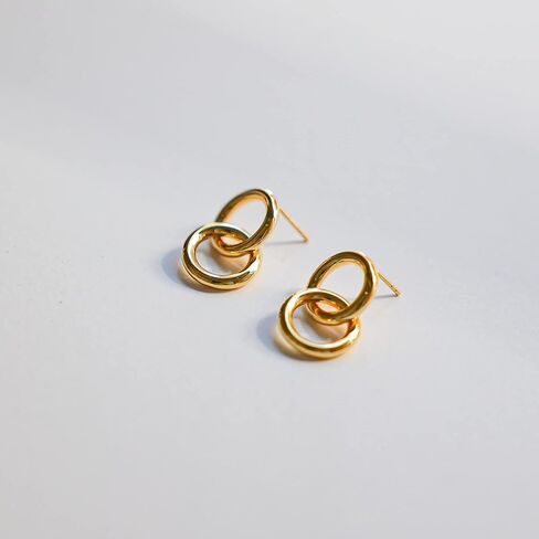 Interlocked Double Hoop Huggie Earring | Interlocking Open Circle Earrings in Kuwait