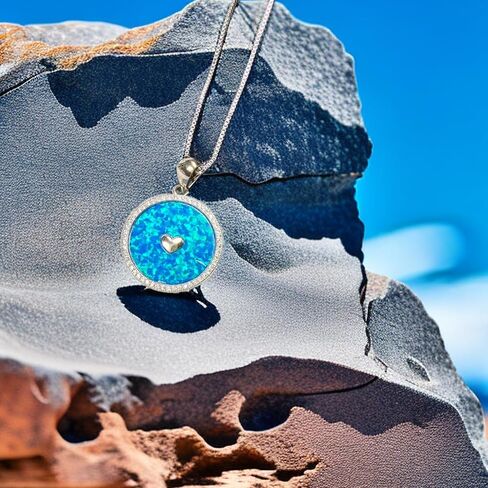فيسانتارا المحيط قلادة، الأزرق أوبال قلادة قلادة 925 الفضة البحر السلاحف نجم البحر القرش السلحفاة موجة شجرة النخيل الشاطئ هاواي المحيط تحت عنوان مجوهرات هدايا للنساء ابنة زوجة فتاة جوهرة الميلاد in Kuwait