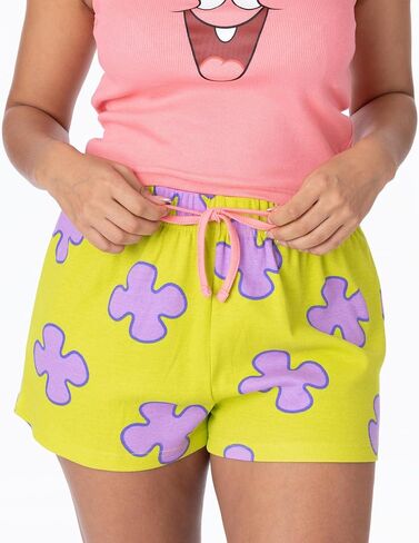SpongeBob SquarePants Ladies Pyjama Set | Womens Ribbed Vest & Green Elasticated Shorts | Patrick Star Graphic Sleepwear in Saudi Arabia