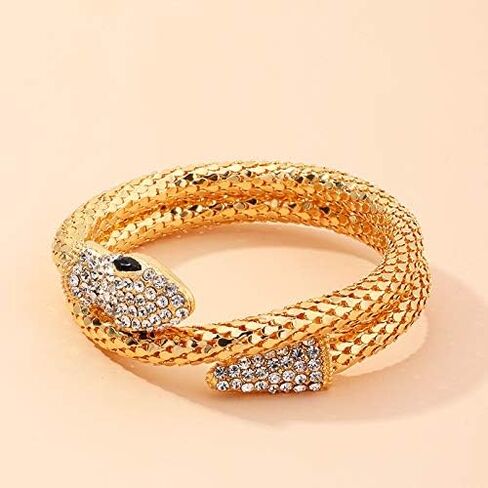 Snake Choker Necklace Bracelet Retro Adjustable Snake Shape Collar Necklace Curved Bar Design Full Rhinestone Accessories Halloween Statement Fashion Jewelry for Women Girls in Saudi Arabia