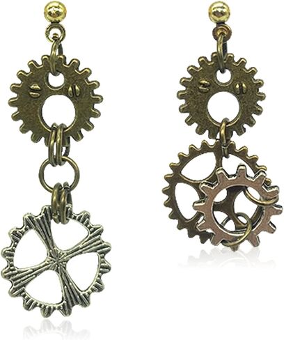 QUPENGXU Steampunk Vintage Clockwork Earrings Handmade Retro Clock Gear Drop Dangle Earrings For Women Girls And Men in Saudi Arabia