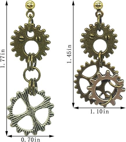 QUPENGXU Steampunk Vintage Clockwork Earrings Handmade Retro Clock Gear Drop Dangle Earrings For Women Girls And Men in Saudi Arabia