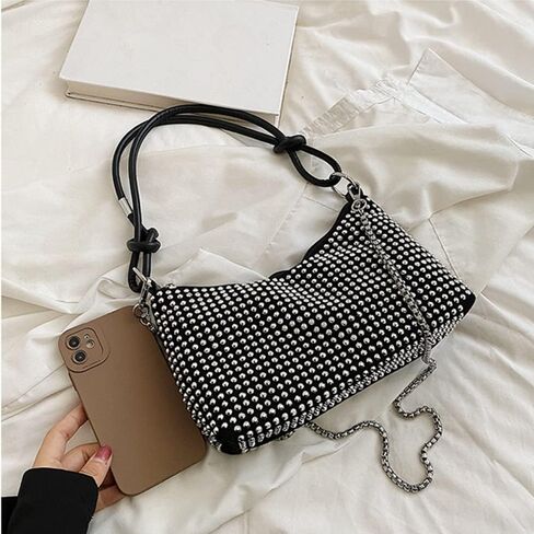 Burkburg Rhinestone Bag Chic Evening Handbag Shiny Mini Handle Purse Chain Shoulder bag for Women in Saudi Arabia