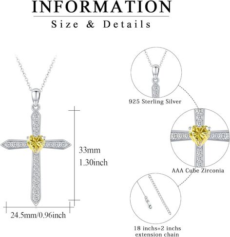 Cross Birthstone Necklace for Women Sterling Silver Birthstone Cross Pendant Necklace with CZ Birthstone Month Necklace Crucifix Cross Jewelry Gifts for Men Girls Halloween Christmas in Kuwait