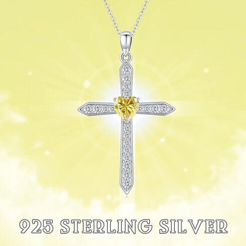 Cross Birthstone Necklace for Women Sterling Silver Birthstone Cross Pendant Necklace with CZ Birthstone Month Necklace Crucifix Cross Jewelry Gifts for Men Girls Halloween Christmas in Kuwait