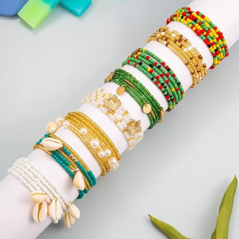 Inactwin 8Pcs African Waist Beads for Women Belly Beads for the Waist Plus Size Butterfly Stretchy Waistbeads in Kuwait