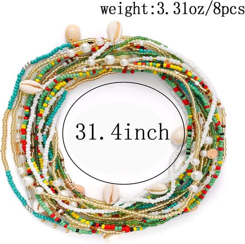 Inactwin 8Pcs African Waist Beads for Women Belly Beads for the Waist Plus Size Butterfly Stretchy Waistbeads in Kuwait