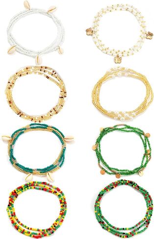 Inactwin 8Pcs African Waist Beads for Women Belly Beads for the Waist Plus Size Butterfly Stretchy Waistbeads in Kuwait