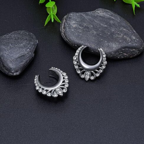 زوج واحد من أقراط الجوهرة من COOEAR بمقاسات مزدوجة متوهجة ومقابس وأنفاق من الفولاذ المقاوم للصدأ متدلية هدية مجوهرات من 0 جرام إلى 5/8 بوصة. in Kuwait