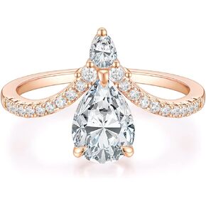 Mameloly 2CT دمعة خواتم الخطبة للنساء على شكل كمثرى مكعب زركونيا الزفاف الفرقة وعد خواتم لها حجم 4-11 in Kuwait