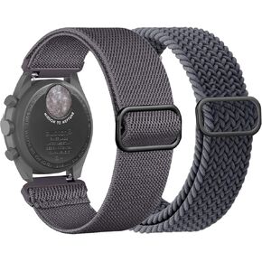 TUCOMO 2 حزمة من الأربطة المتوافقة مع ساعة أوميغا X سواتش Moonswatch Speedmaster 20 مم، أشرطة قماشية مطاطية مضفرة وقابلة للتمدد من النايلون للنساء والرجال in Kuwait