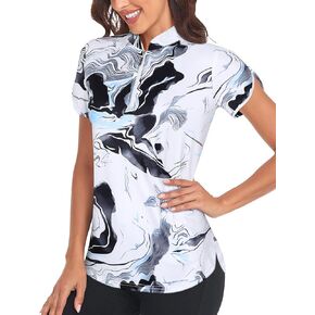 Viracy المرأة قمصان غولف قصيرة الأكمام الجانب انقسامات فضفاضة المناسب 1/4 زمم قميص بولو حماية من الأشعة فوق البنفسجية سريعة الجافة ملابس علوية رياضية in Kuwait