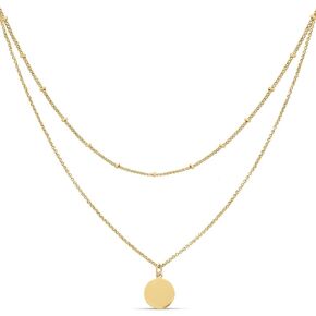 Amazon Essentials Polished Disc and Beaded Chain 2 Row Layer Necklace in Saudi Arabia