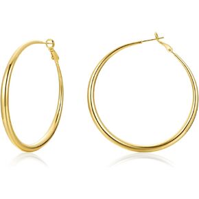 Cocadant 14K Real Gold Hoop Earrings for Women Trendy,Sterling Silver Post Hypoallergenic Lightweight Sparkly Rhinestone Big Hoop Earrings in Kuwait