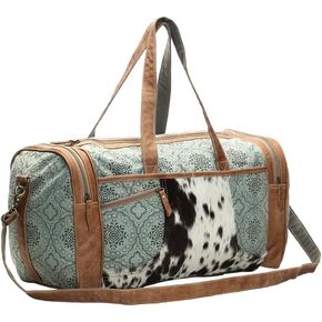 Myra Bag Floral Cowhide & Upcycled Canvas Travel Bag S-1160 in Kuwait