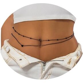 Double Layer Crystal Bead Waist Chain Jewelry for Women Trendy Bead Belly Body Chain Sexy Bikini Crystal Body Chain Summer Body Accessories Jewelry in Kuwait