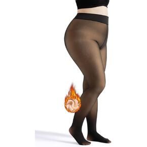 جوارب طويلة نسائية دافئة من LASETA مبطنة بالصوف، جوارب طويلة شفافة سوداء شفافة عالية الخصر للتحكم في الشتاء in Kuwait