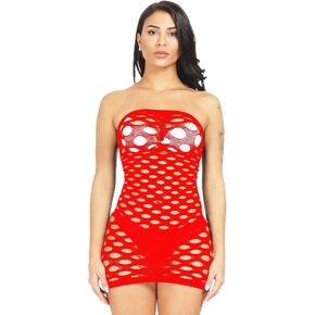 فستان LemonGirl النسائي الشبكي شبكة صيد السمك بيبي دول قصير مقاس موحد in Kuwait