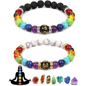 Pulsera Arus 7 الشاكرات سوار التصريف اللمفاوي 7 شقرا سوار مع الخرز الحجر الحقيقي شقرا أساور للنساء الرجال