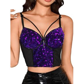 Kaei&Shi Sequin Bustier Top, Sparkly, Cut Out, Sexy Birthday Outfit