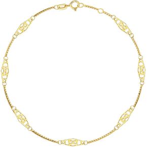 MCS Jewelry 14 Karat Yellow Gold Solid Thin Anklet Ankle Bracelet (Adjustable Length: 9"-10") in Kuwait