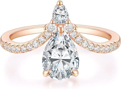 Mameloly 2CT دمعة خواتم الخطبة للنساء على شكل كمثرى مكعب زركونيا الزفاف الفرقة وعد خواتم لها حجم 4-11 in Kuwait