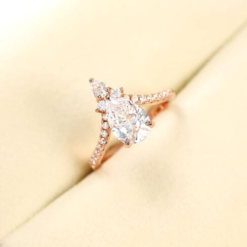 Mameloly 2CT دمعة خواتم الخطبة للنساء على شكل كمثرى مكعب زركونيا الزفاف الفرقة وعد خواتم لها حجم 4-11 in Kuwait