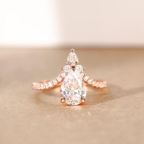 Mameloly 2CT دمعة خواتم الخطبة للنساء على شكل كمثرى مكعب زركونيا الزفاف الفرقة وعد خواتم لها حجم 4-11 in Kuwait