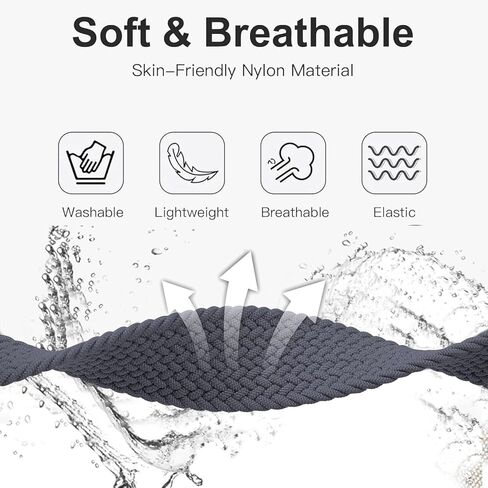 TUCOMO 2 حزمة من الأربطة المتوافقة مع ساعة أوميغا X سواتش Moonswatch Speedmaster 20 مم، أشرطة قماشية مطاطية مضفرة وقابلة للتمدد من النايلون للنساء والرجال in Kuwait