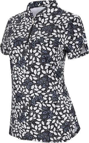 Viracy المرأة قمصان غولف قصيرة الأكمام الجانب انقسامات فضفاضة المناسب 1/4 زمم قميص بولو حماية من الأشعة فوق البنفسجية سريعة الجافة ملابس علوية رياضية in Kuwait